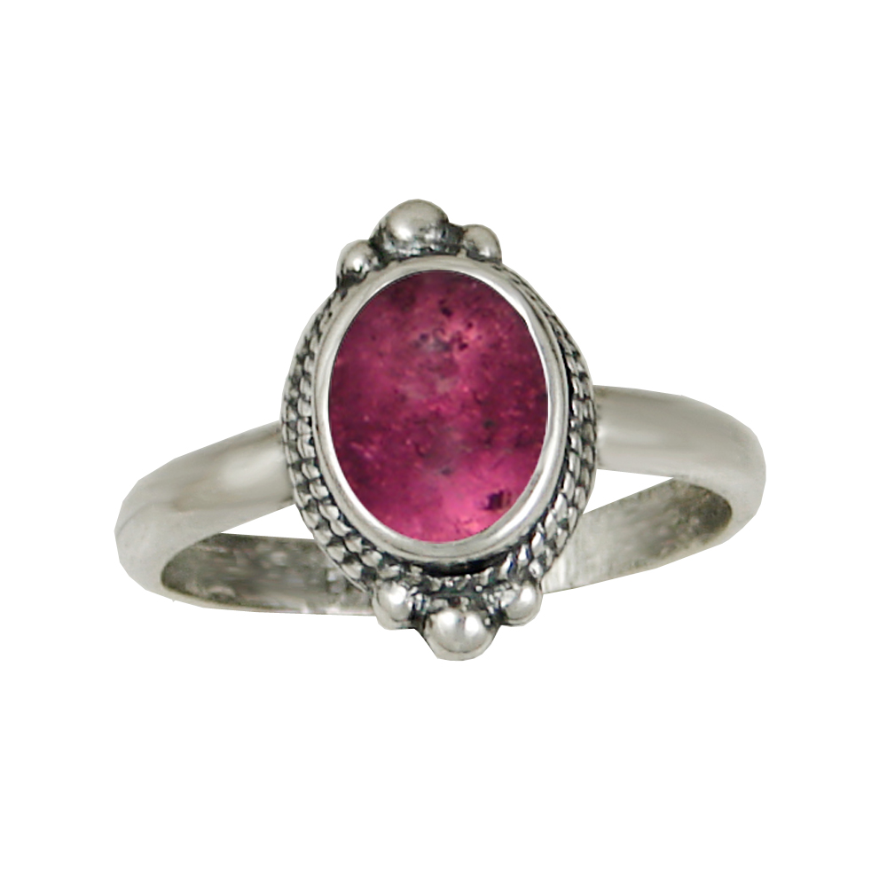 Sterling Silver Gemstone Ring With Pink Tourmaline Size 10